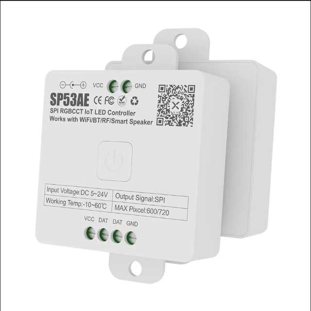 SP53AE RGBCCT WS2811 2812 SK6812 LED Controller Wifi Alexa Google Home SPI Addressable Light Strip DC 5-24V 5-Year Warranty 144W