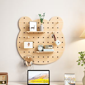 Solid Wood Pegboard Wall <b>Shelf</b> Irregular Shape 3 Layers Multipurpose Storage <b>Rack</b> For Living Room Wall Mounted Display - Product Image 2