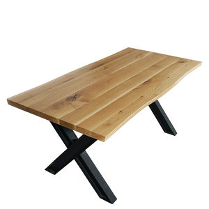 שולחן אוכל אלון לבן מודרני כפרי עבור בית מלון משרדים הכולל משטחי עץ אל חלד - Product Image 2