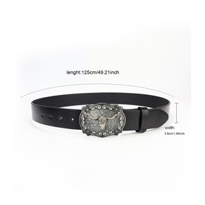 Ceintures en cuir usinées classiques durables personnalisées en usine <span class=keywords><strong>ceinture</strong></span> de vache occidentale vintage <span class=keywords><strong>noire</strong></span> à la mode avec grande <span class=keywords><strong>boucle</strong></span> - Product Image 6