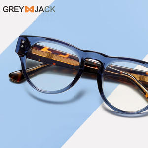 Lunettes de vue Greyjack rétro à monture ronde bloquant la lumière bleue, unisexe, monture complète, verres en acrylique, protection anti-lumière bleue - Product Image 2