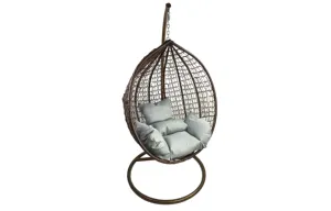 Rattan Hitree Hanging Chair With Round Frame Egg Garden Rattan Swing Chair Patio Wicker Tear Drop Foldable Swing Chair