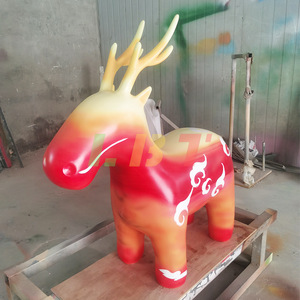 Sculpture de cerf en plastique renforcé de fibre de verre peinte, pour extérieur, montage au sol, figurine animale artistique, résine personnalisée - Product Image 2