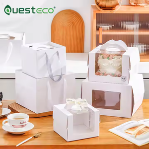 Hộp bánh mang đi có tay cầm, in logo tùy chỉnh, chất liệu thực phẩm, kiểu Hàn Quốc, có cửa sổ, dùng làm hộp bánh sinh nhật - Product Image 5