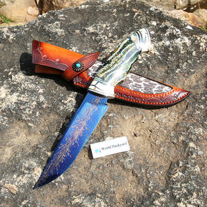 JY145R سكين تخييم بشفرة ثابتة بمقبض أسنان عثة ذهبية بظهر مستقيم - Product Image 5