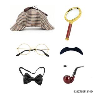 PESENAR これはヴィンテージの探偵用6点セットです。帽子、眼鏡、ひげ、ネクタイ、拡大鏡、パイプが含まれています。 - Product Image 2