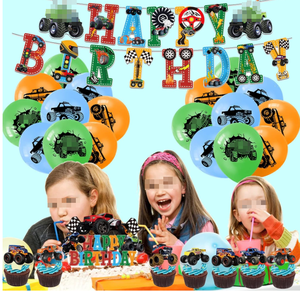 Kit de fournitures pour fête d'anniversaire sur le thème Big Foot Truck : bannières, drapeaux, décorations pour cupcakes, décorations pour gâteaux et ballons imprimés - Product Image 4