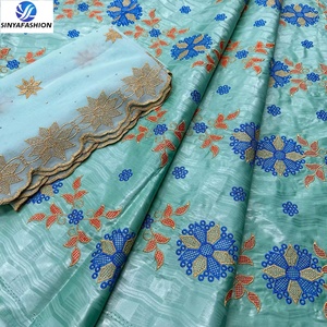 Vente Chaude Tissus Africains Bazin Riche de 5 Yards et Dentelle Française Brodé de 2 Yards pour Mariages et Fêtes – <span class=keywords><strong>Style</strong></span> Élégant et Sexy - Product Image 6