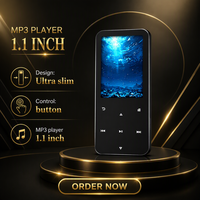 Lecteur MP3 16 Go 5.2 HiFi avec son FLAC, haut-parleur HD intégré, radio FM, enregistreur vocal et écouteurs - Écran 1,1 pouce