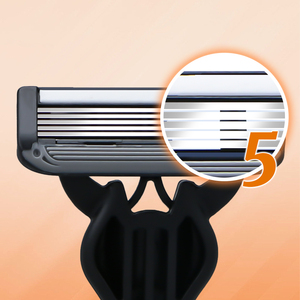 MaxFresh Rasoir à 5 lames Tête pivotante en acier inoxydable à dos ouvert avec bande lubrifiante Facile à rincer Lot de 2 pièces - Product Image 4