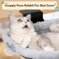 Lit de bureau pour chat amovible et lavable, stable, avec pince robuste, design hamac et fausse fourrure de lapin pour un confort optimal à la maison ou au bureau