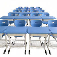 Chaise d'école en plastique avec panier à livres sous le siège et crochet pour sac à dos, empilable, colorée, pour mobilier de classe préscolaire