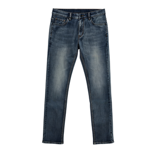 Vêtements en denim bleu uni classiques et rétro-chics avec des poches et des fermetures éclair pratiques pour les tenues quotidiennes décontractées, streetwear et hip-hop. - Product Image 4