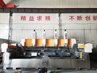 Machine de gravure CNC automatique à 4 têtes contrôlée par PLC JK-2025, pompe à engrenages 5,5 kW pour la production en série de dalles de granit et de pierres tombales