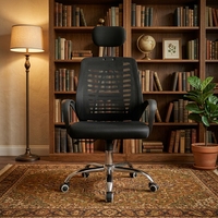 Chaise de bureau pivotante réglable en maille avec appui-tête, chaise ergonomique pour ordinateur, idéale pour les bureaux d'entreprise, les hôtels et les postes de travail