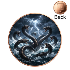 Moneda de cobre puro .999 de 1 onza personalizada, diseño Hydra Sea <span class=keywords><strong>Serpent</strong></span> Storm Thunder Ocean, moneda de cobre rojo fino de colección para venta al por mayor - Product Image 1