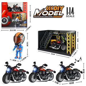 Mini moto en alliage moulé sous pression à l'échelle 1:14 avec <span class=keywords><strong>casque</strong></span> de stationnement simulé LED et musique - Product Image 3