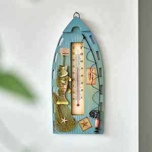 Mediterranean Wooden Boat Thermometer <b>Wall</b> <b>Decor</b> For Home Children's Room Hanging Ornament - Product Image 2
