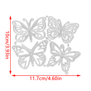 AAGU 4-teiliges Set Schmetterling und Herz Metall-Stanzformen für Scrapbooking Prägewerkzeuge Bemaltes Modell Handgefertigte Metall-Bastelwerkzeuge - Product Image 3