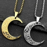 Collier simple en forme de lune arabe pour hommes et femmes, chaîne serpent courte en acier inoxydable, pendentif tendance, cadeau