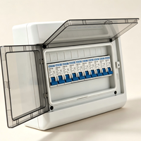 Boîte de distribution d'alimentation AC étanche IP66 en ABS, 240V 12A, disjoncteur, 6 prises, utilisation extérieure, corps gris, couvercle transparent, garantie de 2 ans