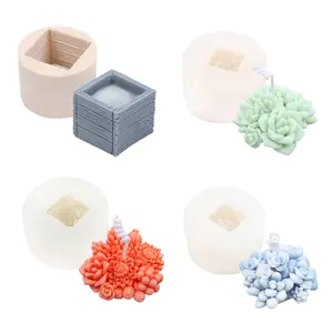Toptan tüm durumlar kek kutuları-Çok et silikon mum kalıp silikon kutusu kalıp yeniden kullanılabilir 3D çok et kalıp mobilya dekorasyonu