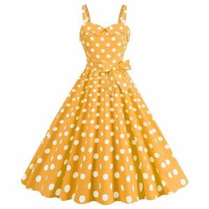 New Arrival <strong>Barbie</strong> Performance Stage Women's Sexy Spaghetti Straps Chest Wrap Polka Dot Vintage Print Swing Dress - Product Image 4