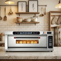 Horno de Gas de 1 Plataforma y 3 Bandejas con Control Automático de Temperatura e Iluminación Interior, Ahorrador de Energía, para Cafetería, Panadería y Tienda de Snacks