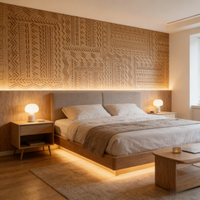Panneaux muraux décoratifs en bois gravé modernes et imperméables, texture 3D, lambris pour cloisons de chambre à coucher - Vente en gros