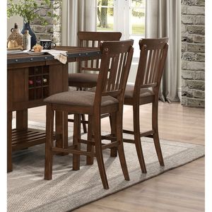 Mobilier de cuisine classique avec assise rembourrée en finition marron foncé DB Lot de 2 chaises de salle à manger en bois - Product Image 2