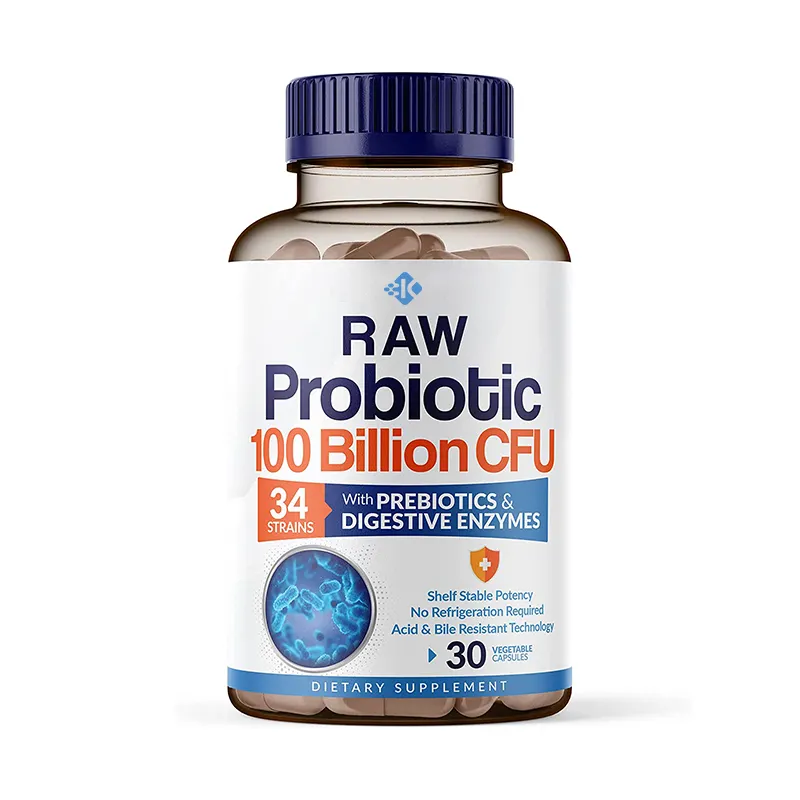 Nhãn hiệu riêng thuần chay tiêu hóa hỗ trợ và đường ruột sức khỏe Prebiotic thuốc hữu cơ phụ nữ Probiotic Viên nang bổ sung