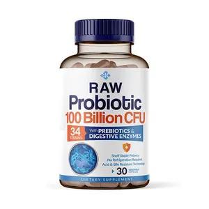 Private Label Veganistische Spijsverteringsondersteuning En Darmgezondheid Prebiotische Pillen Biologische Vrouwen Probiotische Capsules Supplement