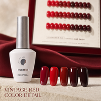 Suuseegel – Kit de vernis gel UV vintage de luxe longue durée, non toxique, couleur unie, 20 couleurs, 15 ml, Rouge Français Icône