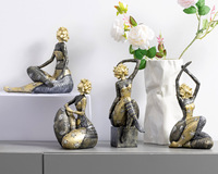 Statue de femme abstraite vintage en résine électroplaquée, sculpture pop art en relief floral 3D, décoration de table, cadeau artisanal
