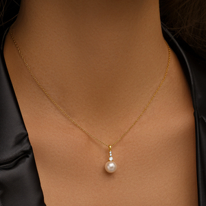 Collar de Plata de Ley 925 Minimalista CANNER con Incrustaciones de Circonita en Forma de Ojo de Caballo, Perla Redonda Cuadrada, Collar de Clavícula para Mujer - Product Image 3