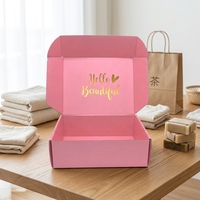 Boîte d'expédition en carton ondulé rose personnalisée, écologique, imprimée et gaufrée, prix usine