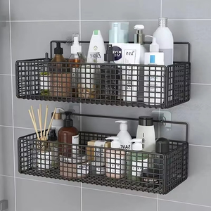Paniers de rangement suspendus multifonctionnels en fil métallique pour armoire <span class=keywords><strong>murale</strong></span> Paniers de douche adhésifs - Product Image 1