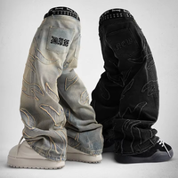 DiZNEW Jean en Denim Extensible Baggy Imprimé Personnalisé pour Homme, Style Streetwear d'Été, Pantalon de Créateur à Faible MOQ