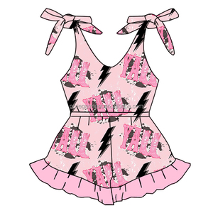 Pantalones Cortos sin Mangas con Lazos para Niñas Pequeñas, Mono Casual de Seda de Leche para Niños y Niñas, de una Pieza con Estampado a Cuadros y Volantes, Pelele para Bebé - Product Image 3