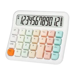 Produk tren 2024 kunci PC warna lucu 12 Digit kalkulator logo khusus layar tampilan besar siswa kantor