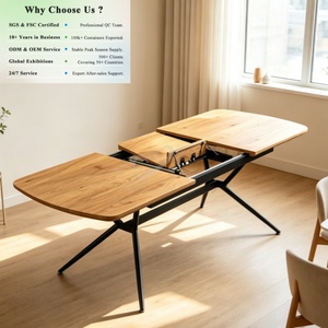 Mesa de Comedor Extensible OKAY con Estructura Resistente, Estilo Italiano, para Más de 8 Personas, Área de Estar Moderna y Minimalista, Mesas de Comedor de MDF - Product Image 1