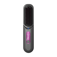 Mesky mini portable grande batterie diamant noir sans fil droit céramique sans fil chaud peigne bigoudi cheveux lisseur brosse peigne