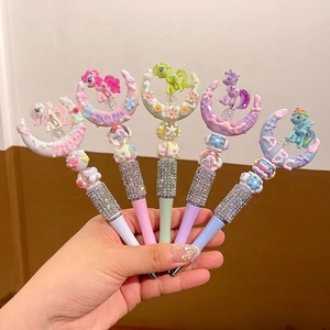 Stylo à bille en silicone avec perles focales en acrylique, motif licorne et poney mignon, pour étudiants - Papeterie de dessin animé adorable - Product Image 2