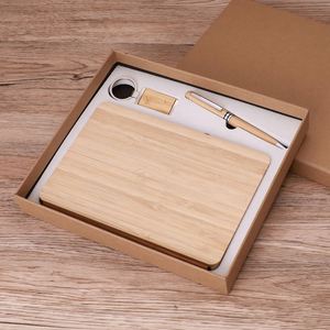 Bamboo <b>Notebook</b> <b>Set</b> with Keychain Business Gift for Annual Meetings and Conferences - Product Image 1