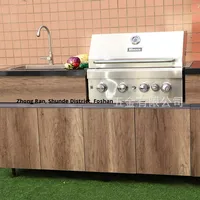 Table de barbecue d'extérieur en aluminium avec gril en acier inoxydable pour la cour Villa Propane Gas Club Villa Design Metal Material