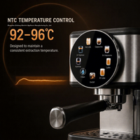 Mesin Kopi Espresso Otomatis Elektrik 20Bar dengan Penggiling Flat Burr, Layar Sentuh Stainless Steel, Pengocok Susu, untuk Rumah dan Komersial