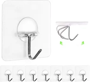 Crochet adhésif transparent mural rond en acier inoxydable pour salle de bain et <span class=keywords><strong>cuisine</strong></span> - Product Image 5