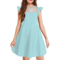 Robe d'été pour filles style Lolita, dos nu, en tissu doux, couleur unie, patchwork en mousseline, mignonne, pour fêtes et usage quotidien, vente en gros