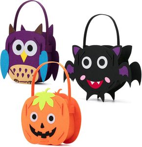 Paquete de 3 bolsas para tratar Halloween, cestas, bolsas de fieltro para Halloween, bolsas de dulces de Halloween para niños - Product Image 1