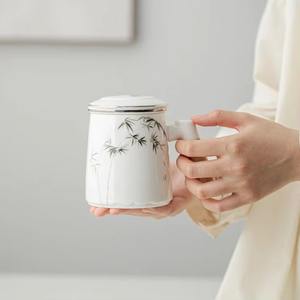 <span class=keywords><strong>Tasse</strong></span> de bureau en céramique de jade Yangzhi, motif bambou Ruyi, pour le voyage d'affaires, service à thé ou cadeaux souvenirs, <span class=keywords><strong>tasse</strong></span> en porcelaine, <span class=keywords><strong>tasse</strong></span> à thé en céramique - Product Image 3